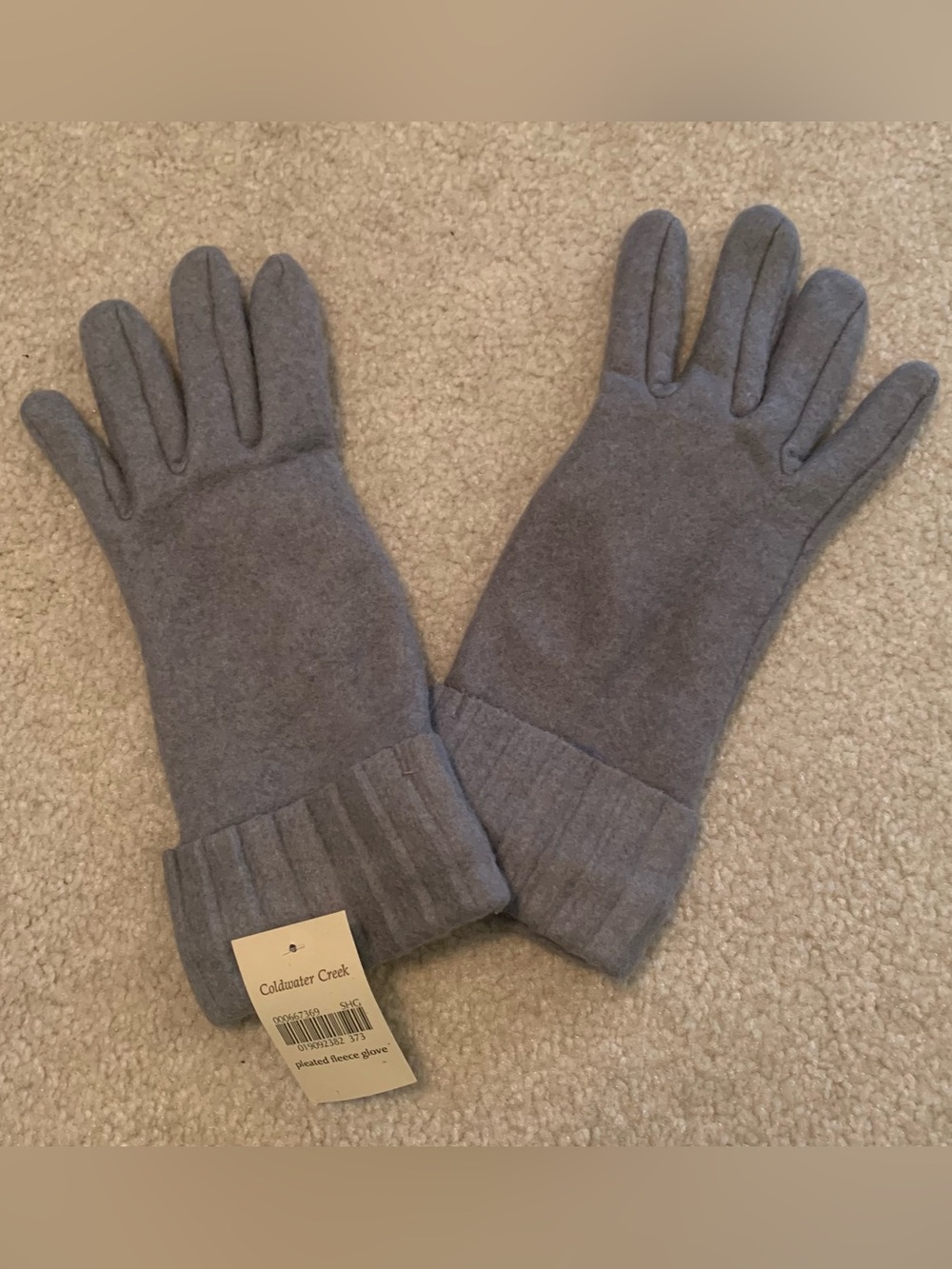 Coldwater Creek Women's Gray Fleece Winter Gloves with Ribbed Cuffs Ultra Soft
